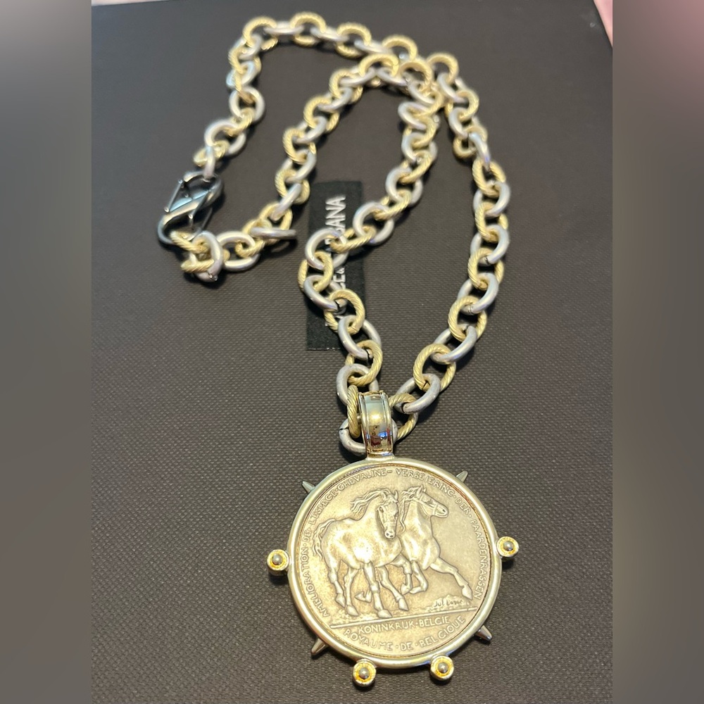 BN !! Gold and Silver Chain Necklace with Medallion